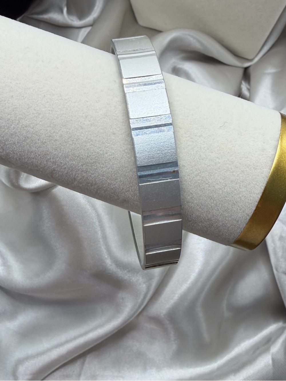 Vintage Signed W. Germany Silver Geometric Bangle Bracelet MCM